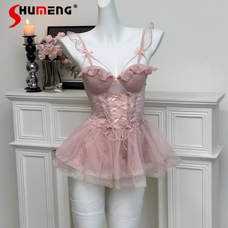 French Lace Sexy Fishbone Sleepshirts Women Bra Pure Desire Nightdress Female Underwear Puffy Nightgowns with Chest Pads
French Lace Sexy Fishbone Sleepshirts Women Bra Pure Desire Nightdress Female Underwear Puffy Nightgowns with Chest Pads