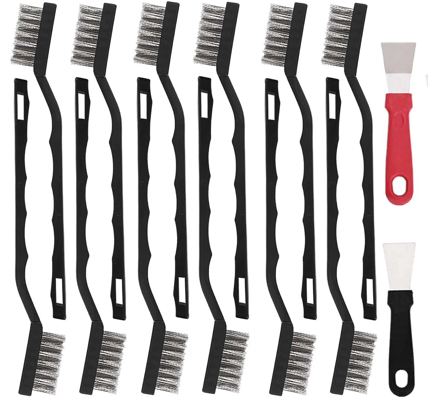 12 Pcs Stainless Steel Wire Brush Set, Curved Handle for Rust & Weld Cleaning
12 Pcs Stainless Steel Wire Brush Set, Curved Handle for Rust & Weld Cleaning