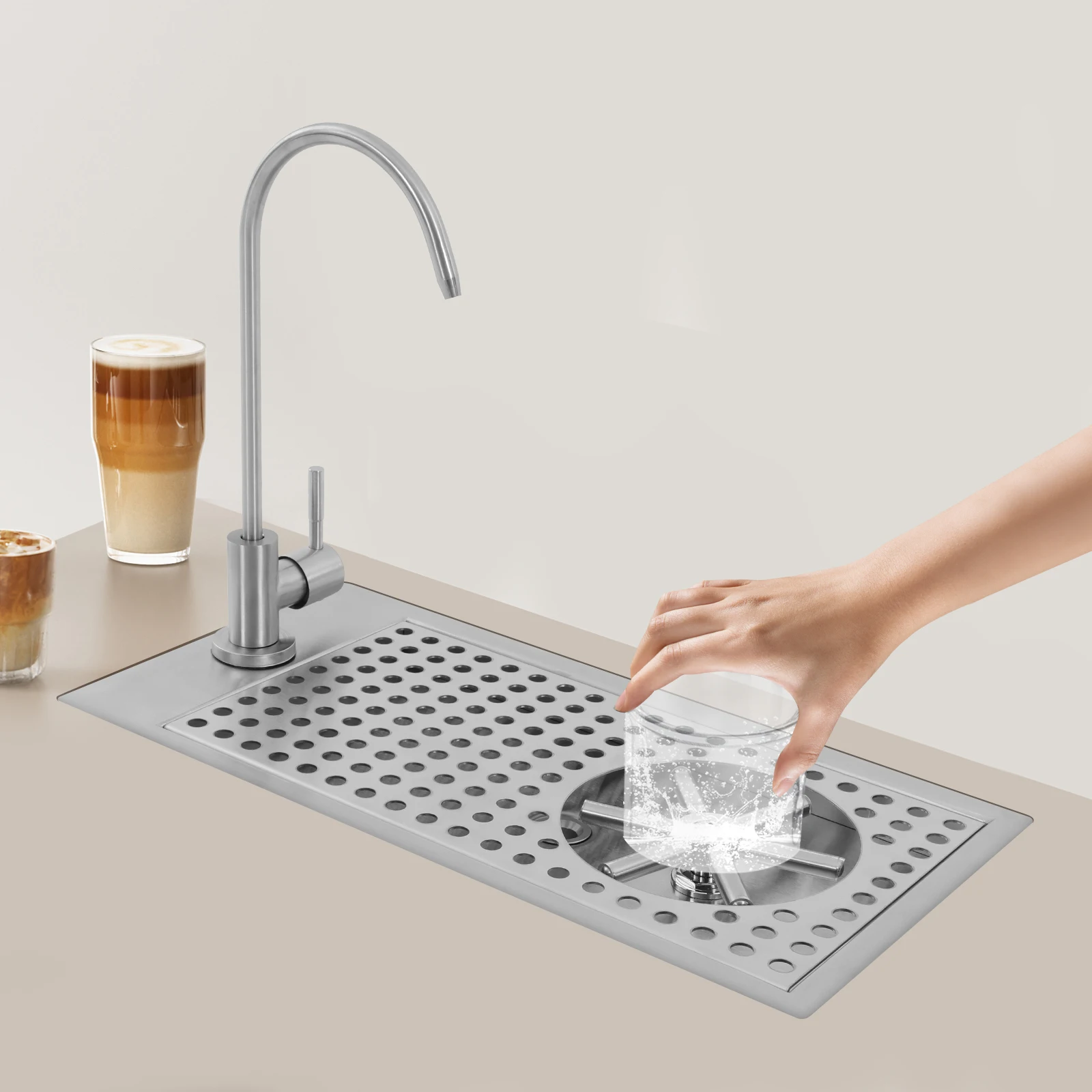 Glass Rinser, Under Counter Glass Washer, 304 Stainless Steel Bar Sink Rinser, Built-in High Pressure Cup Cleaner for Bar, Cafe
Glass Rinser, Under Counter Glass Washer, 304 Stainless Steel Bar Sink Rinser, Built-in High Pressure Cup Cleaner for Bar, Cafe
