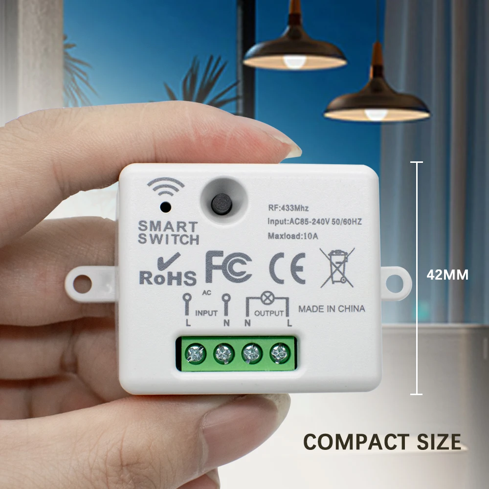 RF 433MHz Wireless 10A Smart Relay Receiver Remote Control Light Switch 220V 110V Mini Wall Panel Switch For LED Lamp
RF 433MHz Wireless 10A Smart Relay Receiver Remote Control Light Switch 220V 110V Mini Wall Panel Switch For LED Lamp