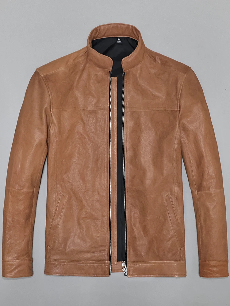 Non-Coated Rewashed Vegetable Tanned Old First Layer Sheep Genuine Real Leather Coat Men's Stand Collar Casual Retro Jacket
Non-Coated Rewashed Vegetable Tanned Old First Layer Sheep Genuine Real Leather Coat Men's Stand Collar Casual Retro Jacket