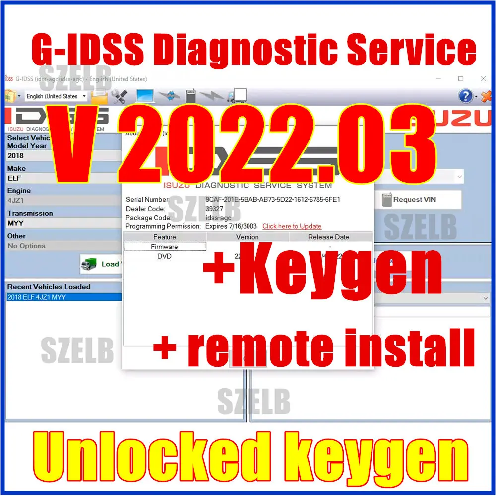 Для диагностического программного обеспечения I-SUZU G-IDSS 2022.03 с разблокированной ключой G IDSS для диагностического программного обеспечения для грузовиков и автомобилей I-SUZU, бесплатная установка
Для диагностического программного обеспечения I-SUZU G-IDSS 2022.03 с разблокированной ключой G IDSS для диагностического программного обеспечения для грузовиков и автомобилей I-SUZU, бесплатная установка