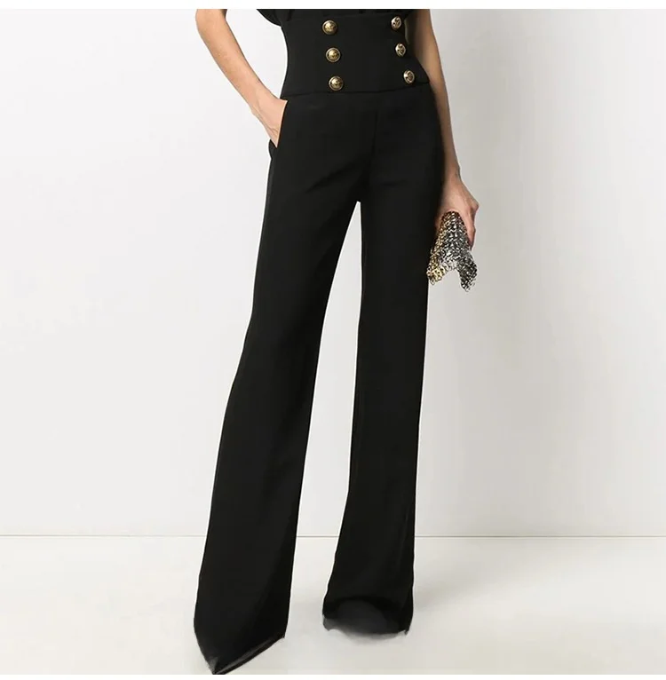 High Waist Slim Fit Casual Pants Metal Lion Double Button Ladies Smart Style Spring Collection High Waist Button Pants
High Waist Slim Fit Casual Pants Metal Lion Double Button Ladies Smart Style Spring Collection High Waist Button Pants