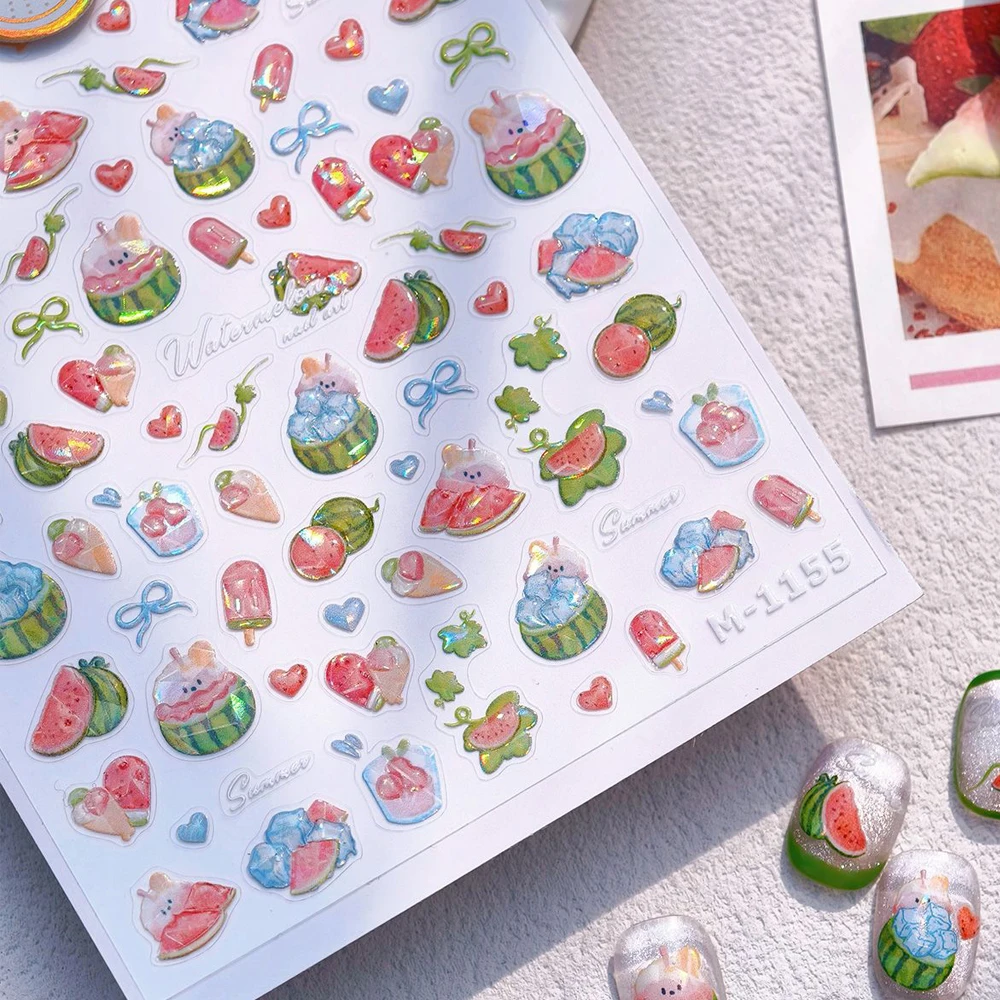 Cute Ice Cream 5D Nail Art Stickers Juicy Watermelon Bowknot Frosty Ice Blocks Jelly Summer Self Adhesive Manicure Decal DIY
Cute Ice Cream 5D Nail Art Stickers Juicy Watermelon Bowknot Frosty Ice Blocks Jelly Summer Self Adhesive Manicure Decal DIY