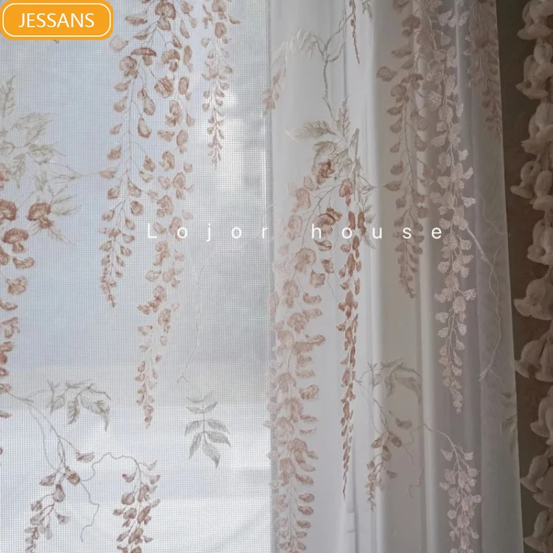 Wisteria Embroidered Window White Screen Customized Curtains for Living Room French Window Balcony Partition Door Curtain
Wisteria Embroidered Window White Screen Customized Curtains for Living Room French Window Balcony Partition Door Curtain