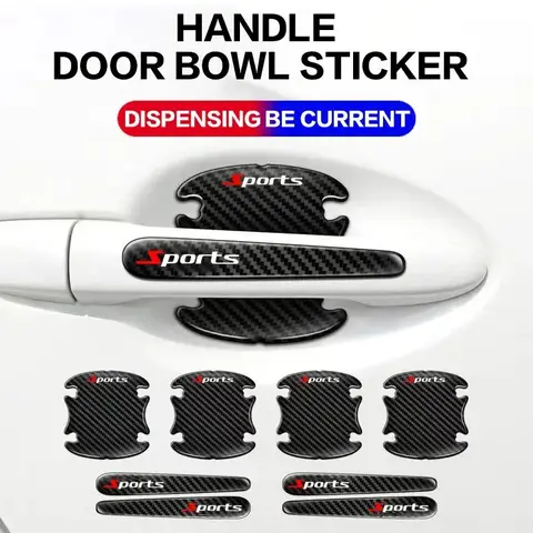 8PCS Car Door Handle Anti-scratch Sticker Carbon Fibre Car Door Bowl Handle Protector Paint Scratch Protection Decorative Cover