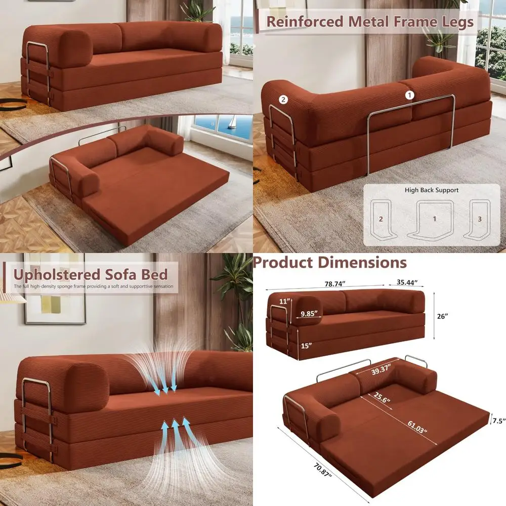Convertible Sofa Bed, 4-Function Modular Couch, Corduroy Loveseat Sleeper with Pull-Out Feature, Space-Saving Furniture for Livi
Convertible Sofa Bed, 4-Function Modular Couch, Corduroy Loveseat Sleeper with Pull-Out Feature, Space-Saving Furniture for Livi
