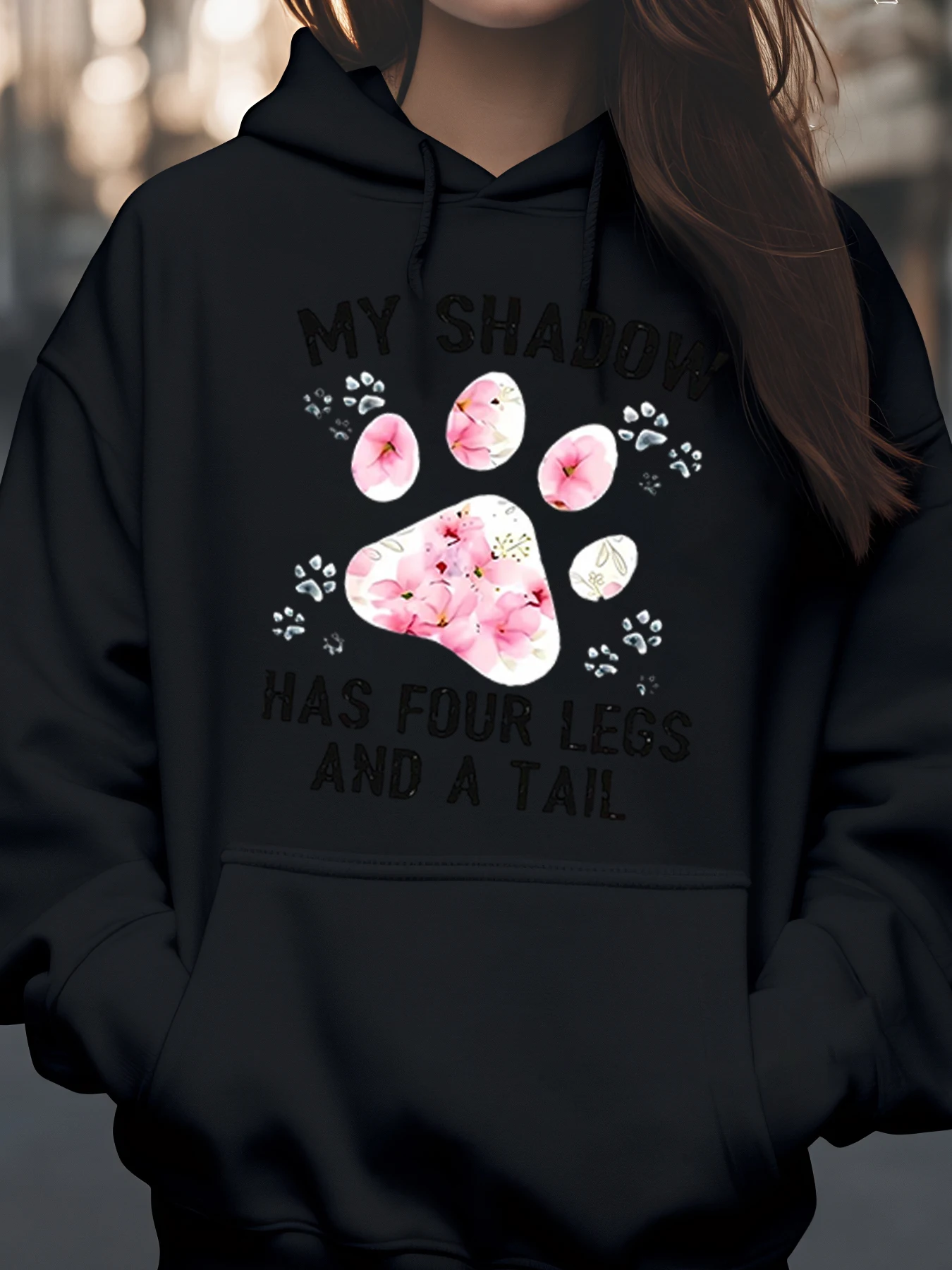 Толстовка с цветочным принтом лапы «Моя тень имеет четыре ноги и хвост» для любителей домашних животных, повседневная женская одежда
Толстовка с цветочным принтом лапы «Моя тень имеет четыре ноги и хвост» для любителей домашних животных, повседневная женская одежда
