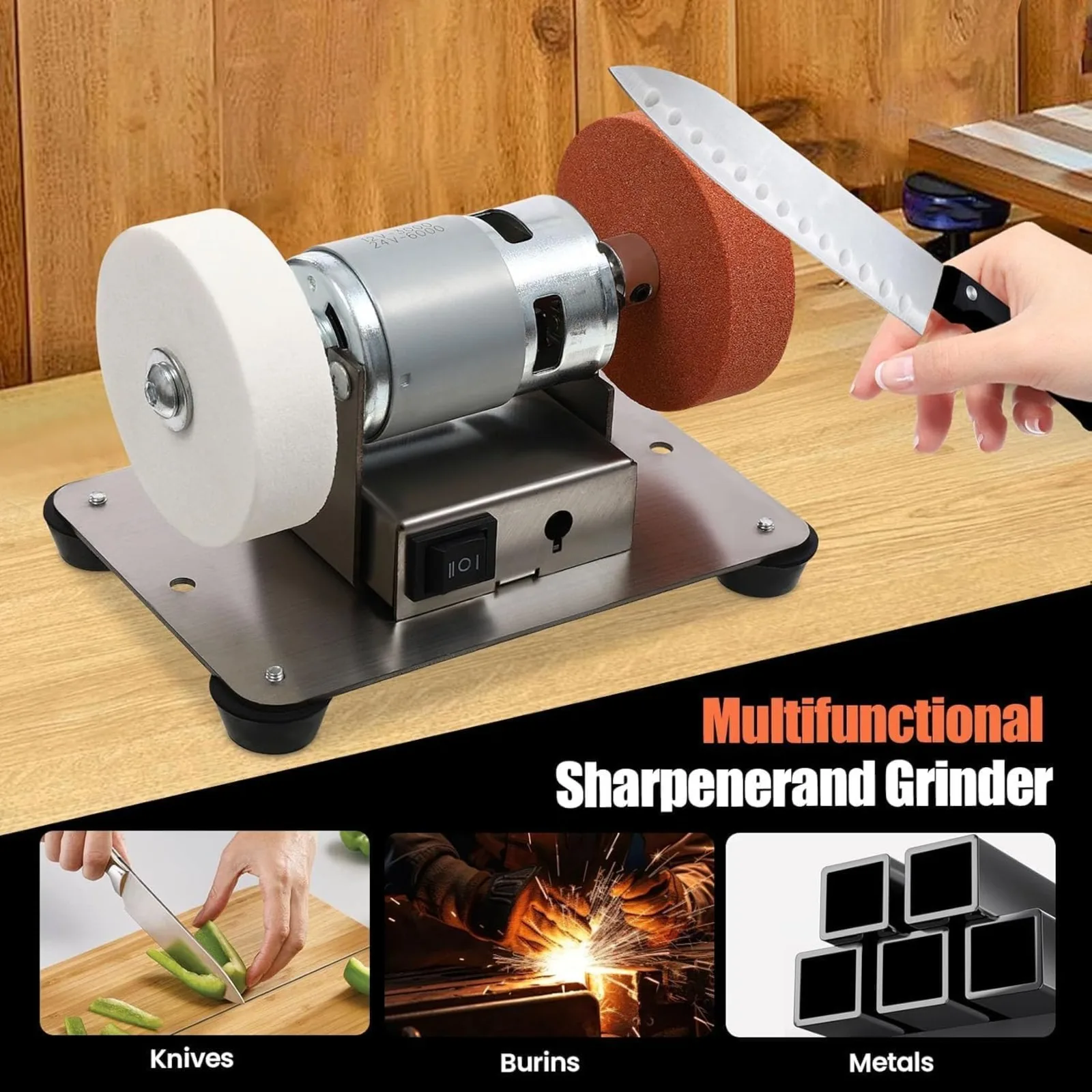 Small Benchtop Grinder w/ 7 speeds (3000-6000 RPM) for Sharpening,Mini Belt Sander, 96W Electric Benchtop Sander, 7 Adjustable Speed Tool & Knife Sharpening
Small Benchtop Grinder w/ 7 speeds (3000-6000 RPM) for Sharpening,Mini Belt Sander, 96W Electric Benchtop Sander, 7 Adjustable Speed Tool & Knife Sharpening