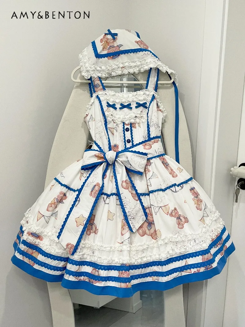 Original Design Lolita Style Cute Cartoon Print Jsk Tutu Dress Summer Sweet Girl Ruffle Edge Bow High Waist Slim Mini Dress
Original Design Lolita Style Cute Cartoon Print Jsk Tutu Dress Summer Sweet Girl Ruffle Edge Bow High Waist Slim Mini Dress