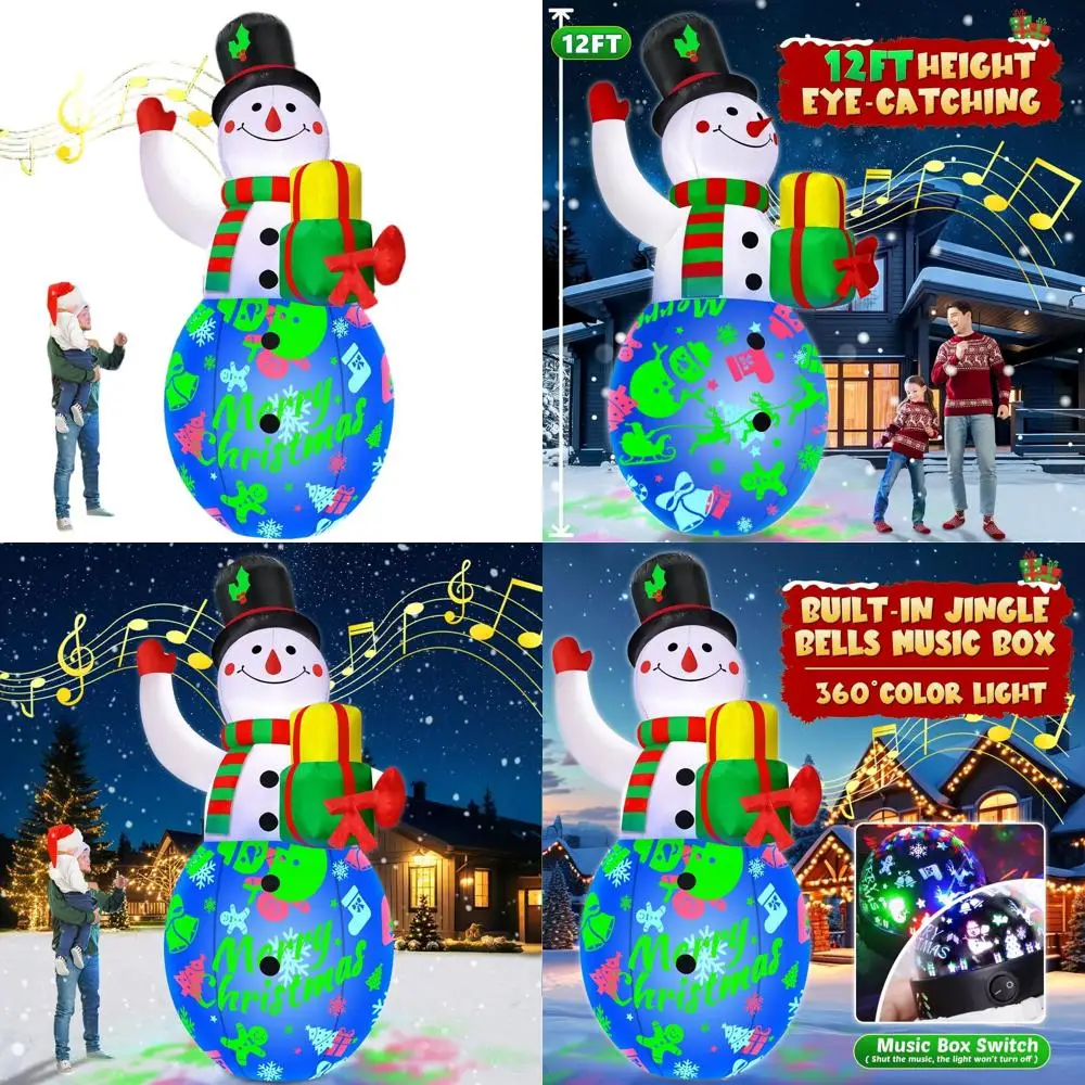 Гигантский вращающийся снеговик длиной 12 футов с музыкальной шкатулкой и 3-цветными светодиодами для наружного декора на Рождество и Новый год
Гигантский вращающийся снеговик длиной 12 футов с музыкальной шкатулкой и 3-цветными светодиодами для наружного декора на Рождество и Новый год