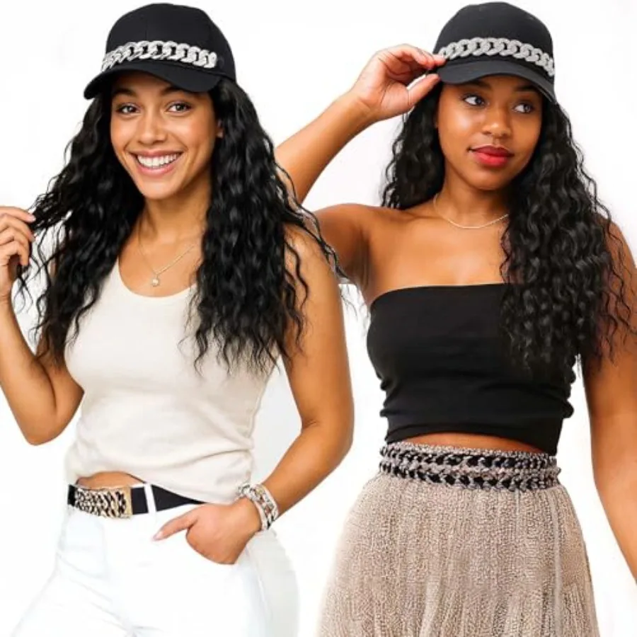 18-Inch Long Black Wig Hat, Synthetic Wavy Curly Wigs, Baseball Cap with Hair Extensions for Women
18-Inch Long Black Wig Hat, Synthetic Wavy Curly Wigs, Baseball Cap with Hair Extensions for Women