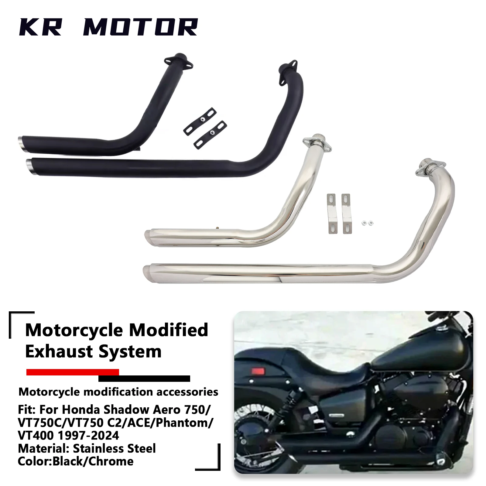 For Honda Shadow Aero 750/VT750C/VT750 C2/ACE/Phantom/ VT400 1997-2024 Motorcycle Exhaust Pipe Bevel Exhaust System Black/Chrome
For Honda Shadow Aero 750/VT750C/VT750 C2/ACE/Phantom/ VT400 1997-2024 Motorcycle Exhaust Pipe Bevel Exhaust System Black/Chrome