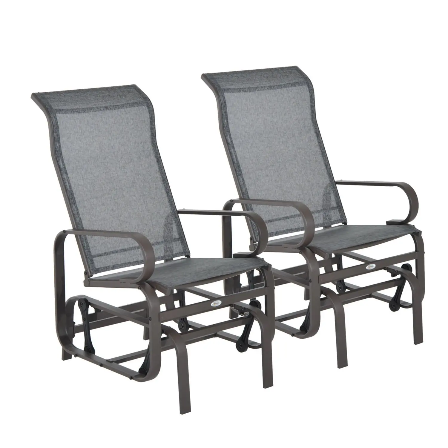 Set of 2 Outdoor Patio Glider Rocking Chair Fabric Metal Mesh - Brown, Customized
Set of 2 Outdoor Patio Glider Rocking Chair Fabric Metal Mesh - Brown, Customized