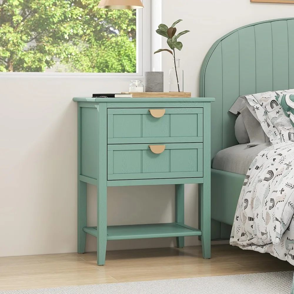 Light Green Nightstand Dresser Bedside Cupboard,Bedside Table with 2 Drawer & Open Display Shelf, Nightstand with Metal Handle
Light Green Nightstand Dresser Bedside Cupboard,Bedside Table with 2 Drawer & Open Display Shelf, Nightstand with Metal Handle