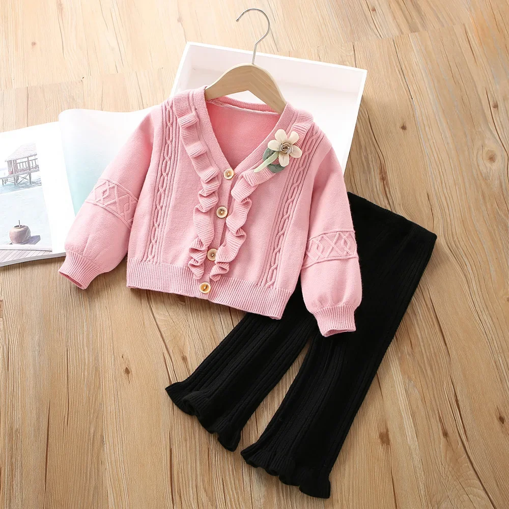 Autumn Winter Knitted Sweater Girls' Clothes 3D Flower Decoration V-neck Cardigan+Pants 2-piece Set Daily Children's Clothing
Autumn Winter Knitted Sweater Girls' Clothes 3D Flower Decoration V-neck Cardigan+Pants 2-piece Set Daily Children's Clothing