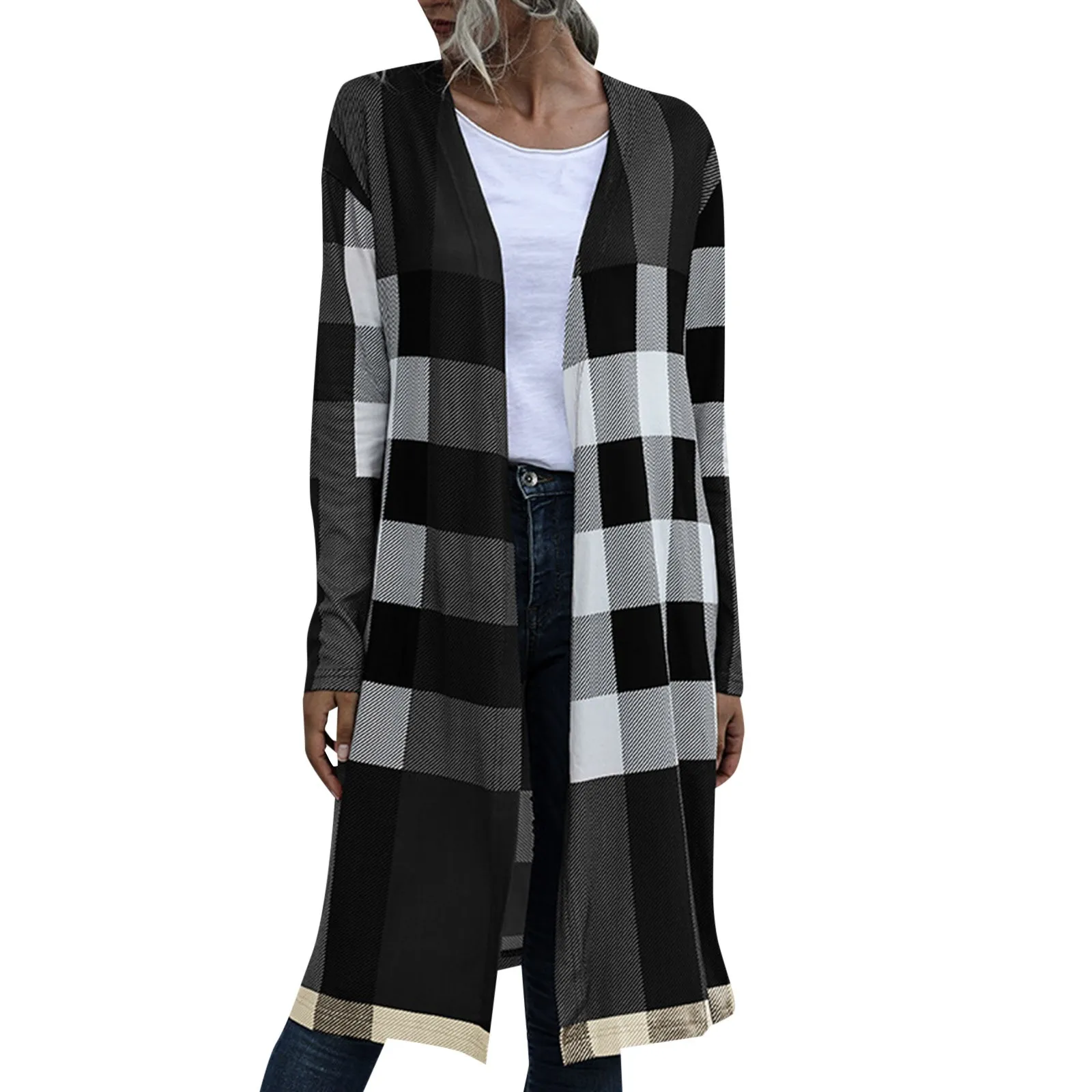 Women's Autumn Plaid Fashion Buttonless Straight Cardigan Jacket Women Vintage Print All- Tunics Baggy Work Wear
Women's Autumn Plaid Fashion Buttonless Straight Cardigan Jacket Women Vintage Print All- Tunics Baggy Work Wear