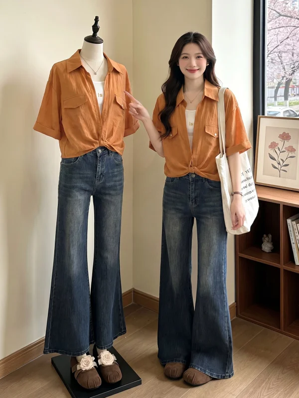 Dopamine Orange V-Neck Short Sleeve Shirt Women Summer New plus Size Irregular Top Korean Style Commute Wind Loose Fit
Dopamine Orange V-Neck Short Sleeve Shirt Women Summer New plus Size Irregular Top Korean Style Commute Wind Loose Fit