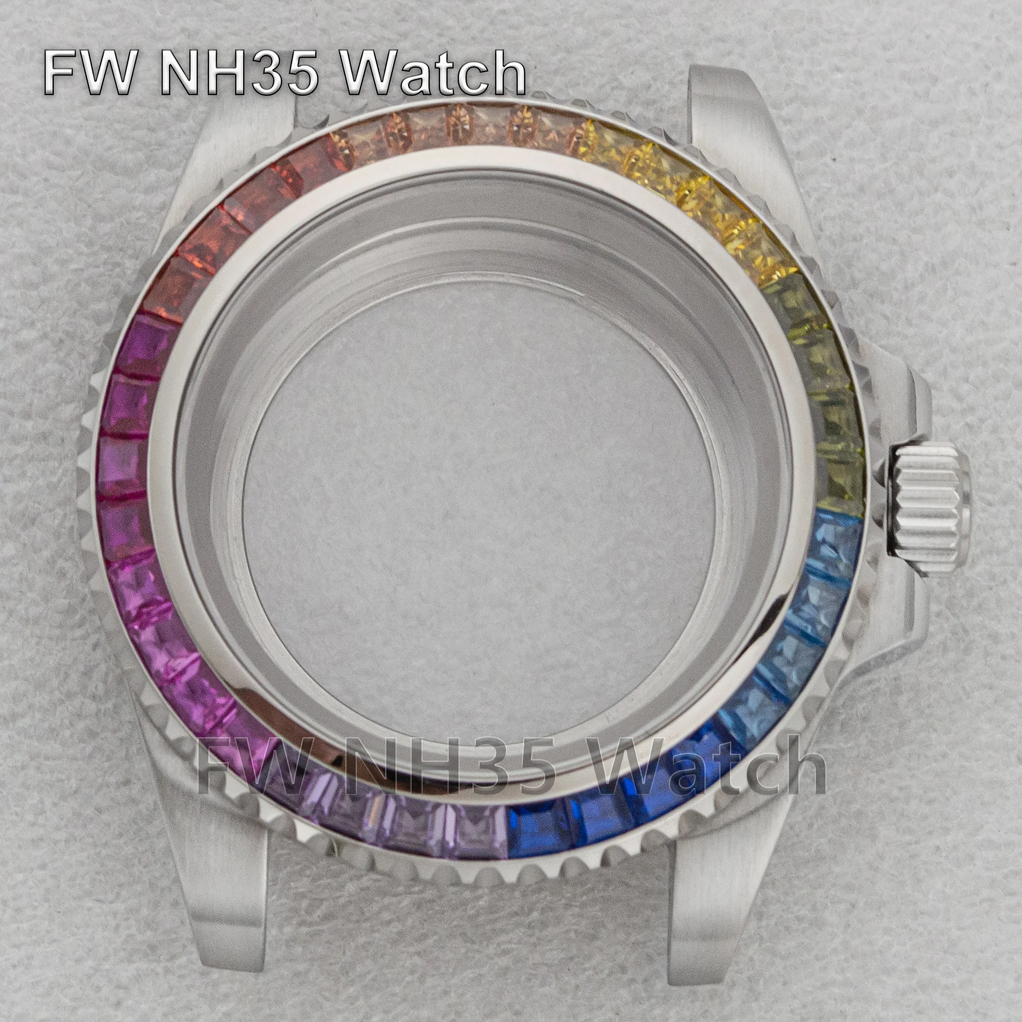 Rainbow Diamond Watch Case NH35 Case Sapphire Crystal Stainless Steel 40mm Watch Case for SUB GMT Fit NH34/NH35/NH36 Movement
Rainbow Diamond Watch Case NH35 Case Sapphire Crystal Stainless Steel 40mm Watch Case for SUB GMT Fit NH34/NH35/NH36 Movement