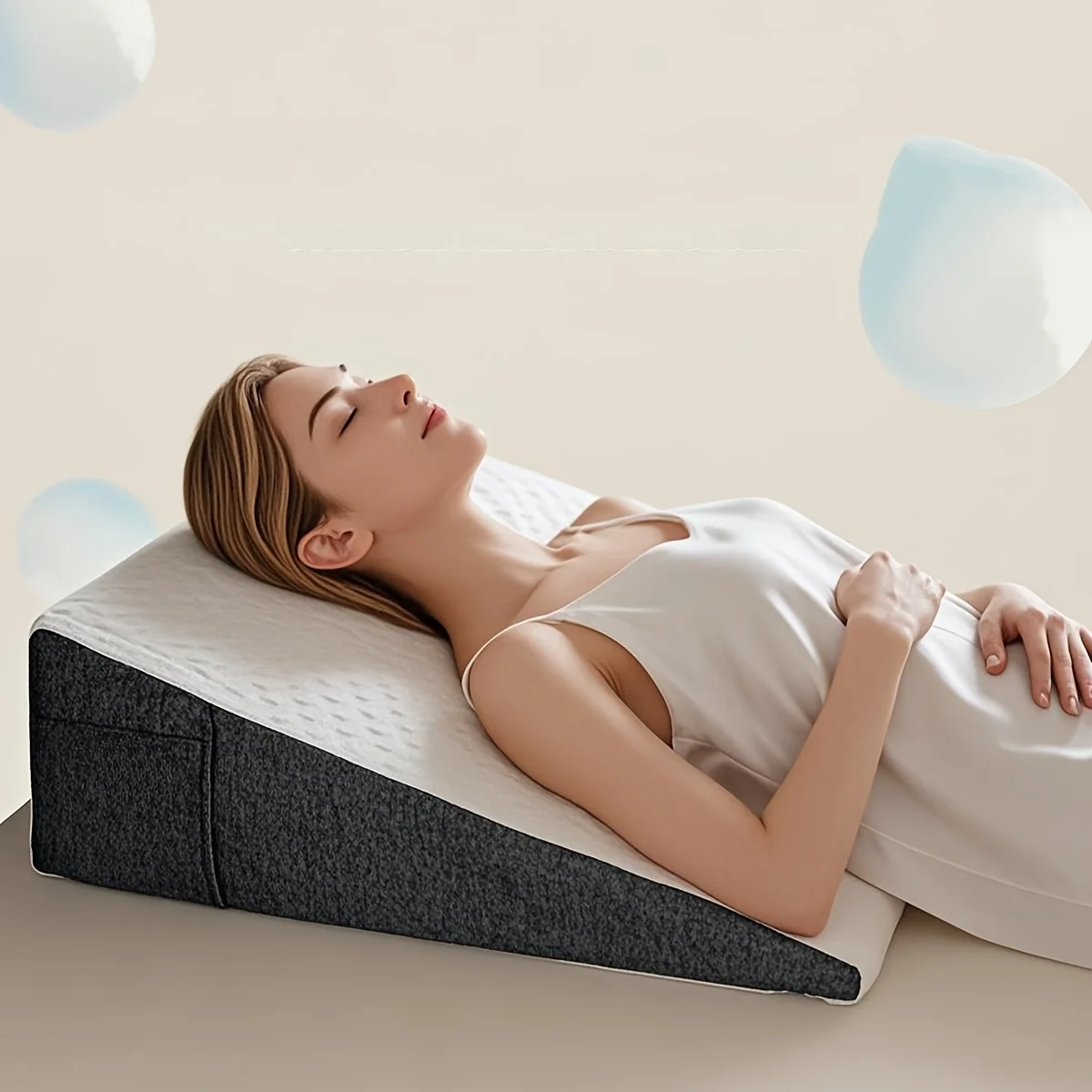 1 wedge pillow with foam top for sleeping, reading and resting, elevated support triangle pillow for leg and back support,
1 wedge pillow with foam top for sleeping, reading and resting, elevated support triangle pillow for leg and back support,