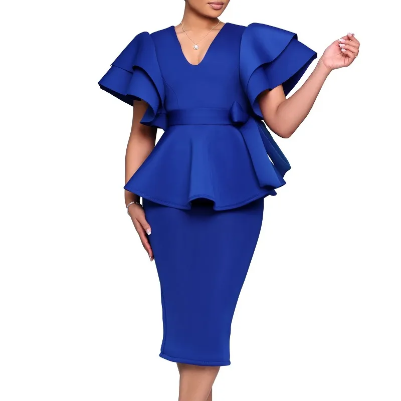 S-3XL African Dresses for Women 2025 Elegant Short Sleeve V-neck Blue Purple Midi Bodycon Dress Dashiki African Clothes Outfits
S-3XL African Dresses for Women 2025 Elegant Short Sleeve V-neck Blue Purple Midi Bodycon Dress Dashiki African Clothes Outfits