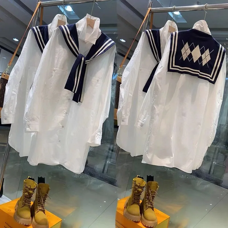 Extra Large 300 Pou Autumn Faion Navy Collar Long Sve irt Men Women Loose Casual Knitted Patchwork Top Trendy
Extra Large 300 Pou Autumn Faion Navy Collar Long Sve irt Men Women Loose Casual Knitted Patchwork Top Trendy