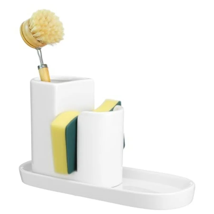 3 in 1 Ceramic Kitchen Sink Caddy Dish Sponge Holder Scrub Brush Holder and Soap Tray for Kitchen Organizer Rustic Farmhouse Su
3 in 1 Ceramic Kitchen Sink Caddy Dish Sponge Holder Scrub Brush Holder and Soap Tray for Kitchen Organizer Rustic Farmhouse Su