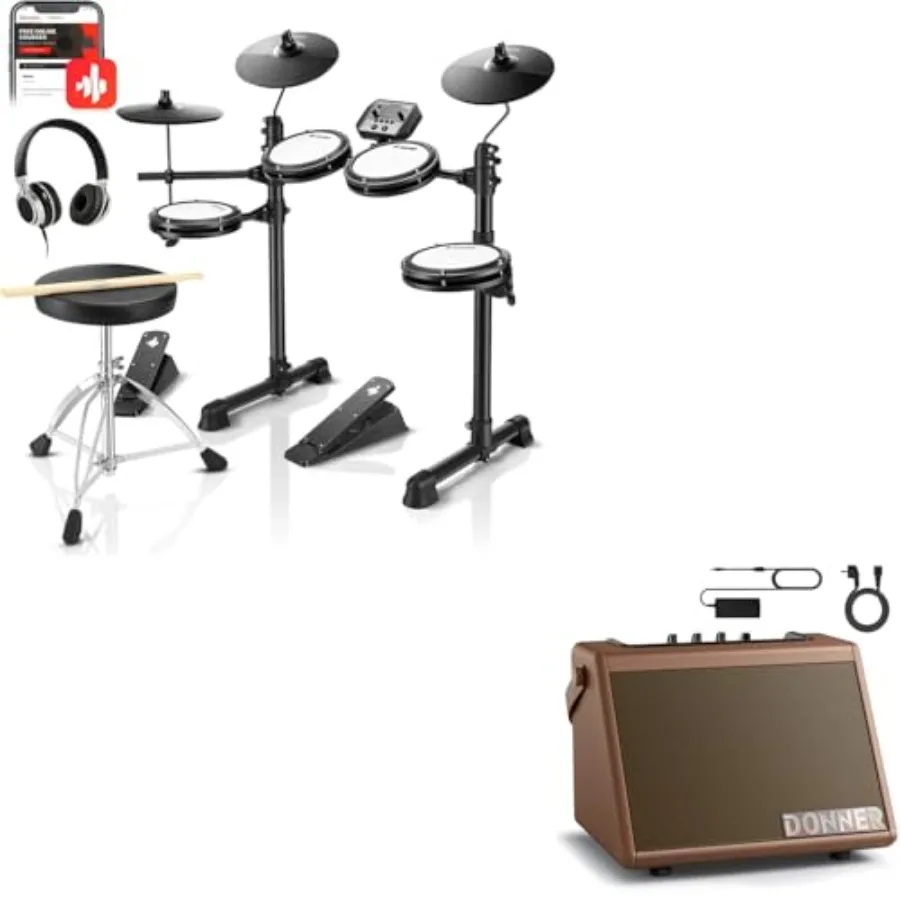 Donner DED-80 Electronic Drum Set with 4 Quiet Mesh Pads 180+ Sounds 2 Pedals Throne Headphones Sticks and Melodics Lessons Bun
Donner DED-80 Electronic Drum Set with 4 Quiet Mesh Pads 180+ Sounds 2 Pedals Throne Headphones Sticks and Melodics Lessons Bun