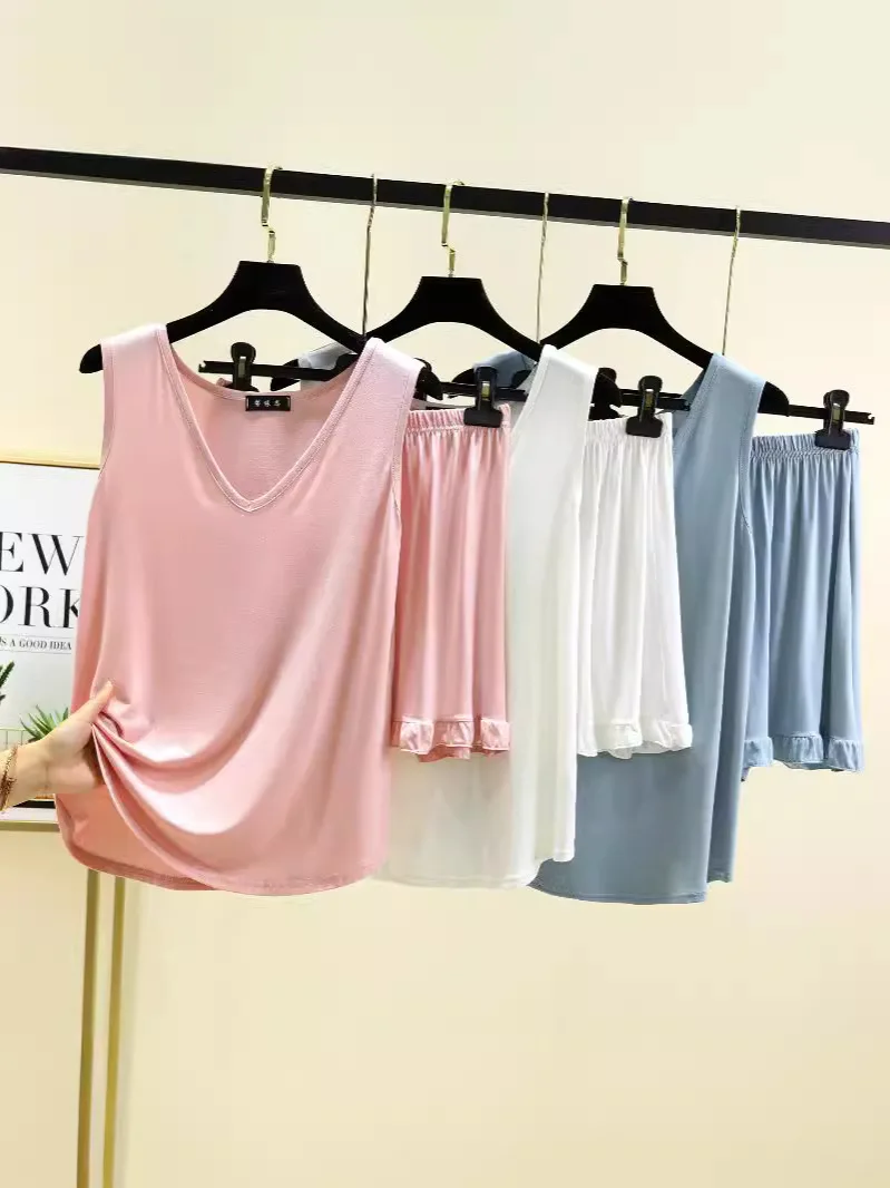 Женская летняя Пижама без рукавов, женская повседневная одежда, 2 предмета, Пижама, костюм, сексуальная однотонная Домашняя одежда, женская пижама
Женская летняя Пижама без рукавов, женская повседневная одежда, 2 предмета, Пижама, костюм, сексуальная однотонная Домашняя одежда, женская пижама