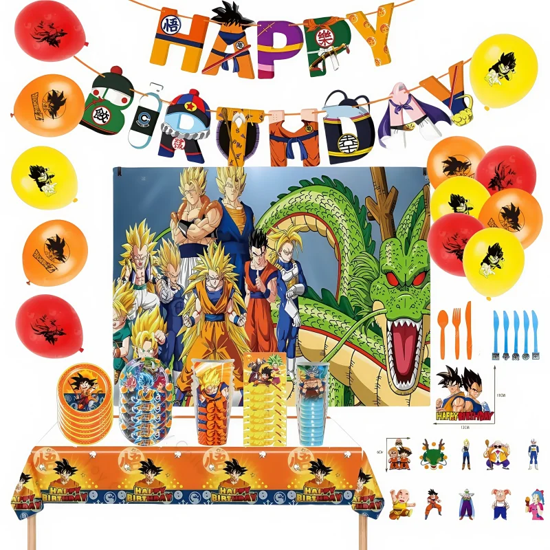 Dragon Ball Theme Party Supplies Set Anime Goku Boys Man Birthday Cake Decoration Banner Cup Plate Sets Latex Inflatable Foil
Dragon Ball Theme Party Supplies Set Anime Goku Boys Man Birthday Cake Decoration Banner Cup Plate Sets Latex Inflatable Foil