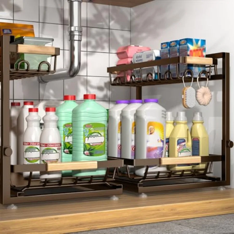 2 Packs Under Sink Organizer, Height Adjustabe 2 Tier Under Kitchen Sink Organizer, Muti-Purpose Storage Shef for Kitchen Bathr
2 Packs Under Sink Organizer, Height Adjustabe 2 Tier Under Kitchen Sink Organizer, Muti-Purpose Storage Shef for Kitchen Bathr
