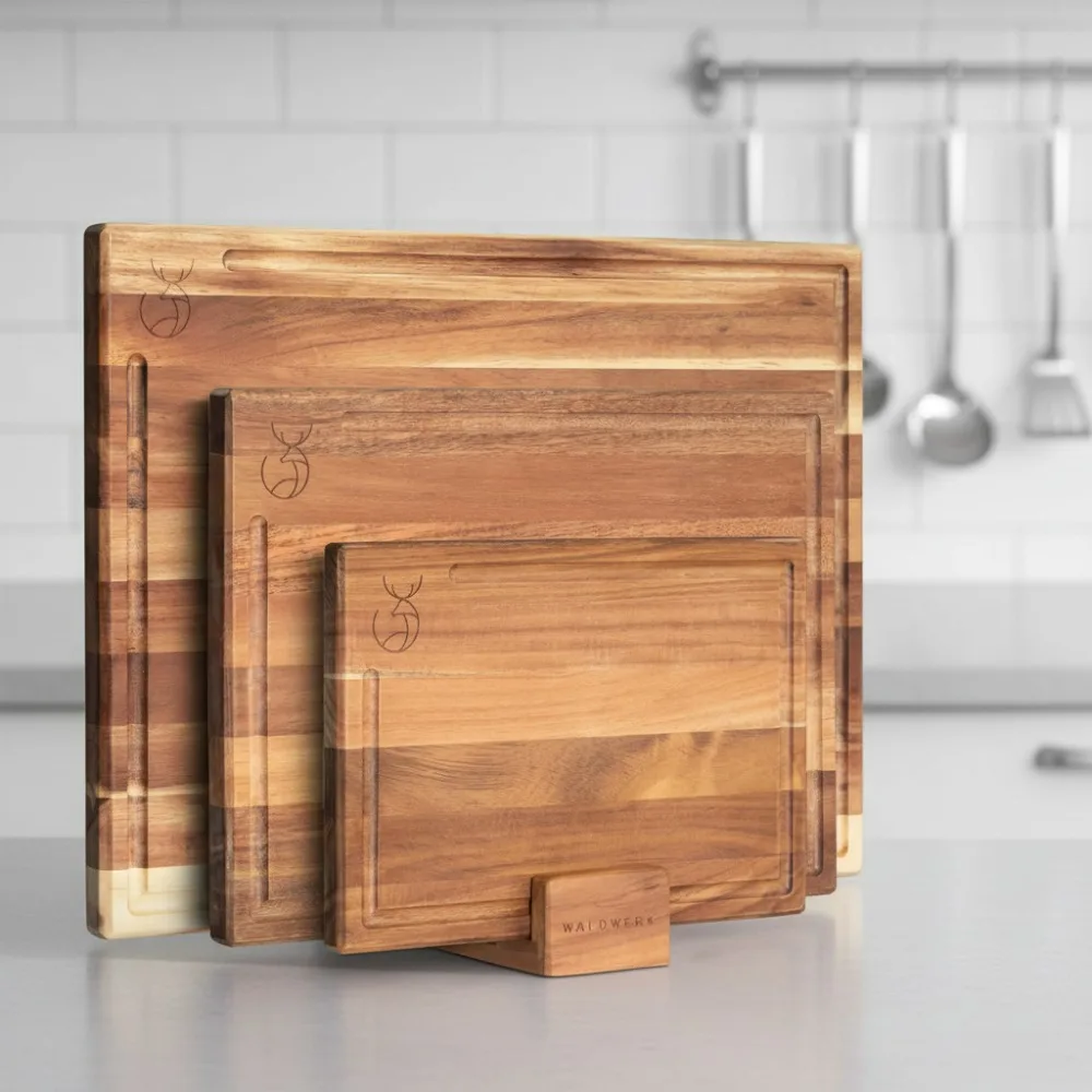 Solid Acacia Wood Cutting Board Set with Juice Groove & Stand - Durable Kitchen Chopping Boards for Home Chefs
Solid Acacia Wood Cutting Board Set with Juice Groove & Stand - Durable Kitchen Chopping Boards for Home Chefs