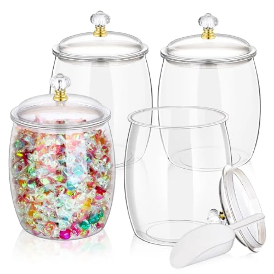 4 Pcs Candy Jars With LidsandSpoons 1/2 Gallon Clear Plastic Cookie Container Large Airtight Apothecary Storage Organization Ha
4 Pcs Candy Jars With LidsandSpoons 1/2 Gallon Clear Plastic Cookie Container Large Airtight Apothecary Storage Organization Ha