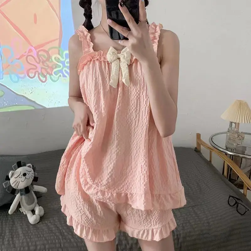 Pajama Sets Women Solid Bow Simple Sweet Soft Home Daily Korean Style Ladies Summer Cozy Designed Popular Leisure Tender Stylish
Pajama Sets Women Solid Bow Simple Sweet Soft Home Daily Korean Style Ladies Summer Cozy Designed Popular Leisure Tender Stylish