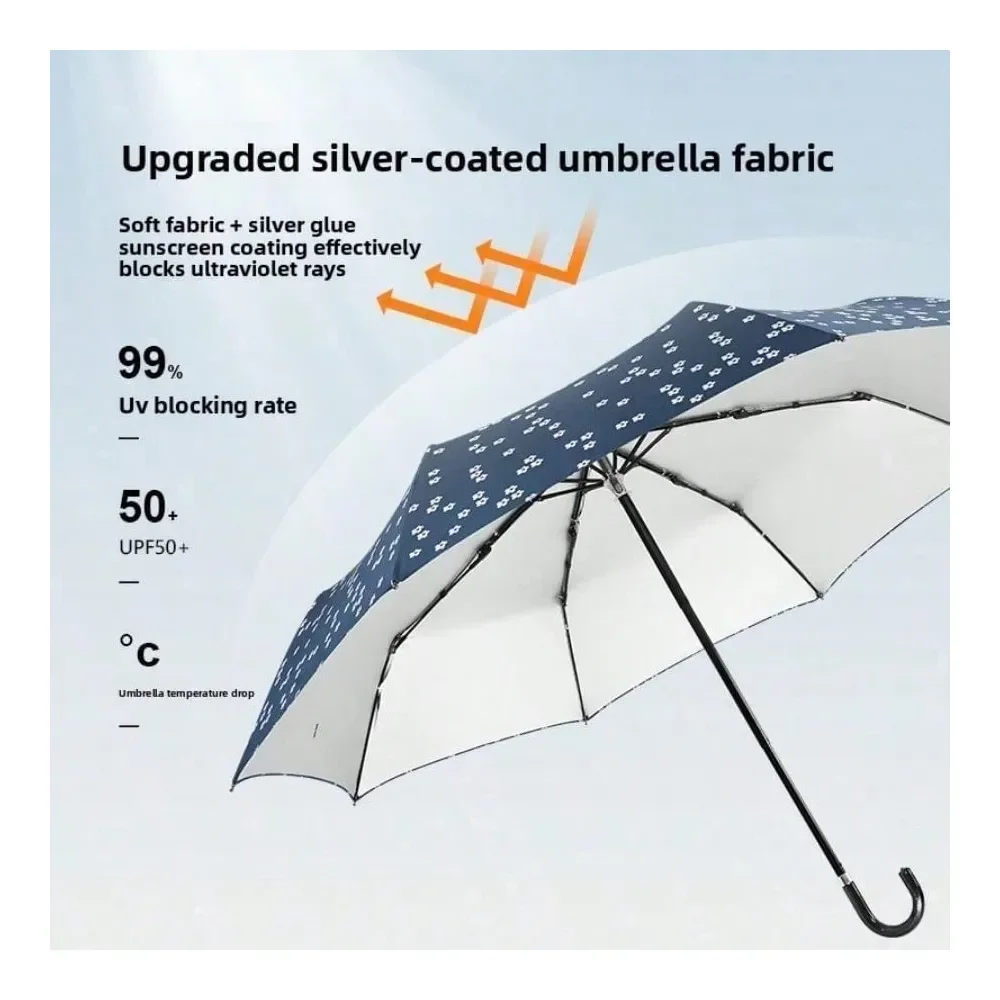 Floral 3Fold Umbrella With Curved Handle, Portable UV Protection Silver Coating Sunshade, Lightweight Folding Rain Umbrella For
Floral 3Fold Umbrella With Curved Handle, Portable UV Protection Silver Coating Sunshade, Lightweight Folding Rain Umbrella For