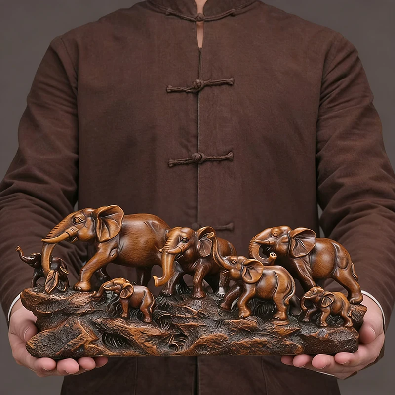 Lucky Family Elephant Statue Resin Wood Carving Style Home Decor Office Ornament Housewarming Gift for Living Room Entrance
Lucky Family Elephant Statue Resin Wood Carving Style Home Decor Office Ornament Housewarming Gift for Living Room Entrance