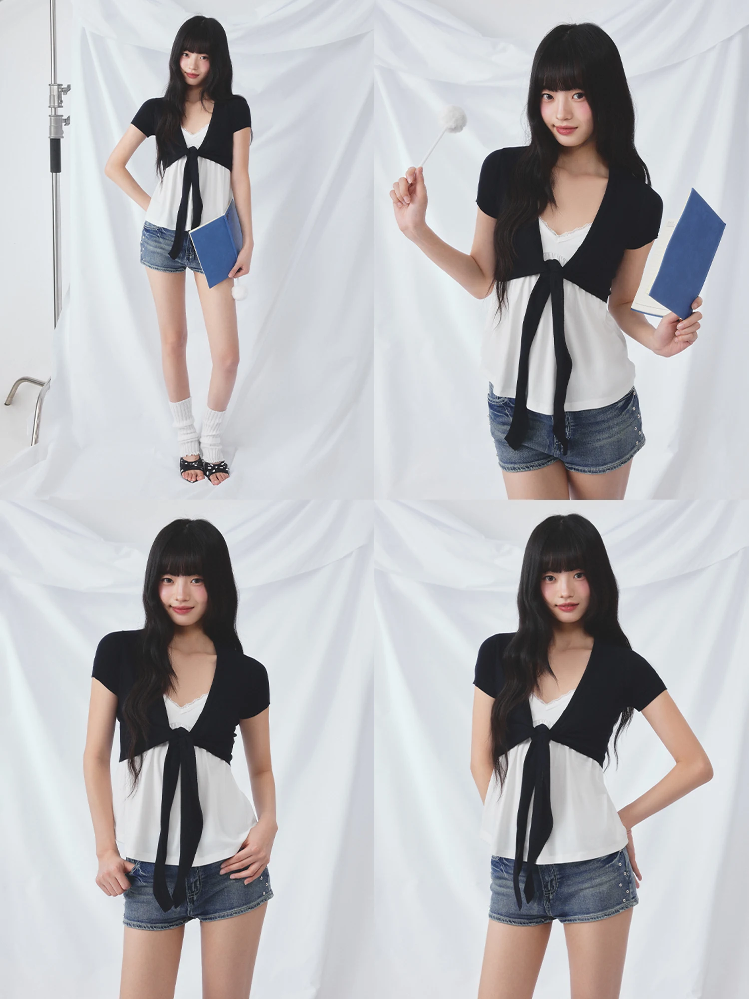 Weekendhub Lazy Color Block Belted Open Cardigan Strap Two-Piece Set Short Sleeve Women's Design Spring Top Korean Style V-Neck
Weekendhub Lazy Color Block Belted Open Cardigan Strap Two-Piece Set Short Sleeve Women's Design Spring Top Korean Style V-Neck