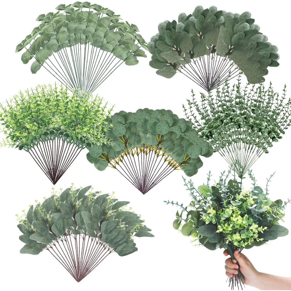 300 Pcs 6 Kinds Mixed Eucalyptus Leaves Stems Bulk Artificial Eucalyptus Leaves, Artificial Flowers
300 Pcs 6 Kinds Mixed Eucalyptus Leaves Stems Bulk Artificial Eucalyptus Leaves, Artificial Flowers