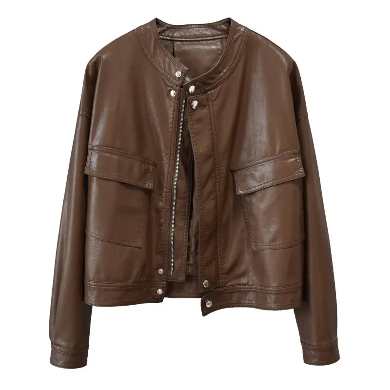 2023 New Spring Autumn Women Pu Leather Motorcycle Jacket Female Vintage Loose Short Coat Faux Punk Zipper Outwear
2023 New Spring Autumn Women Pu Leather Motorcycle Jacket Female Vintage Loose Short Coat Faux Punk Zipper Outwear