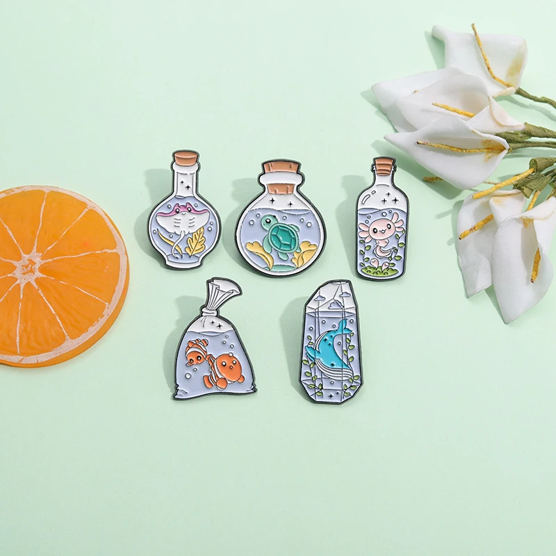 Cute Creative Bottle Animal Enamel Pins Fish Sea Turtles Whales Salamanders Brooches Lapel Badge Backpack Clothes Jewelry Gift
Cute Creative Bottle Animal Enamel Pins Fish Sea Turtles Whales Salamanders Brooches Lapel Badge Backpack Clothes Jewelry Gift