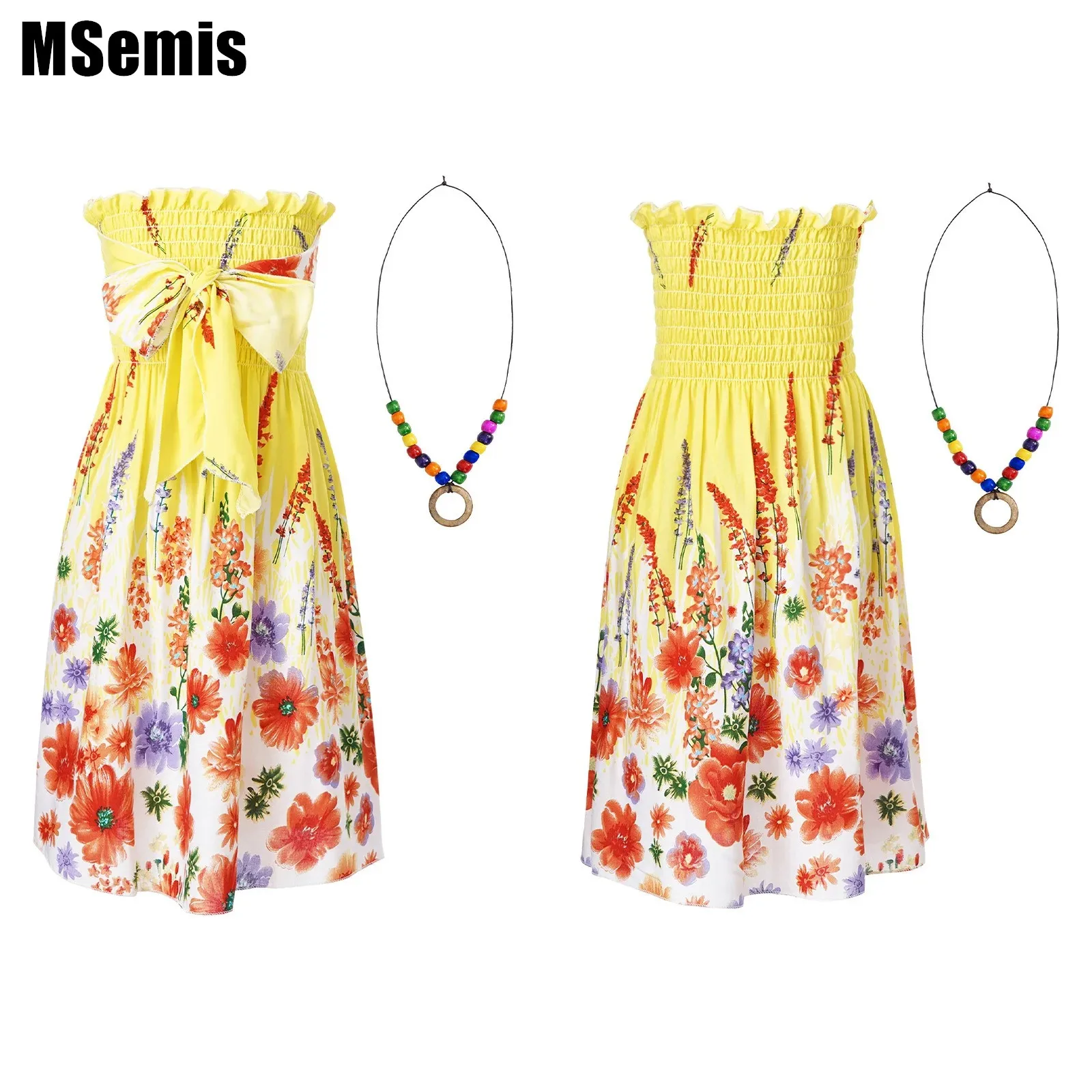 Girls Colorful Beach Sundress 120-160 Dress Self-Tie Straps Elastic Ruched A-Line Dresses With Necklace Gift
Girls Colorful Beach Sundress 120-160 Dress Self-Tie Straps Elastic Ruched A-Line Dresses With Necklace Gift