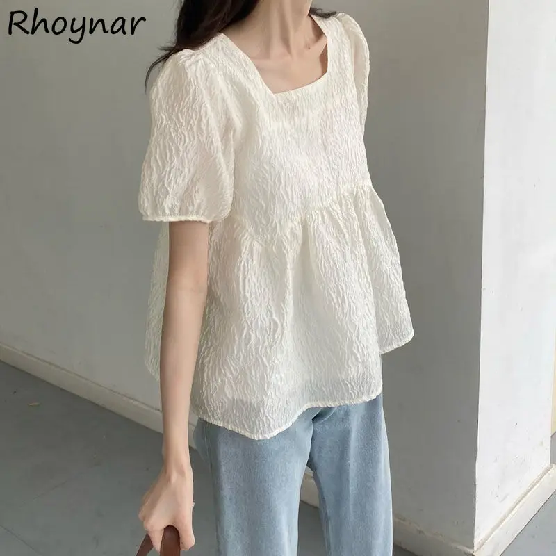 Puff Sleeve T-shirts Women Sweet Elegant Folds Square Collar Summer Streetwear Korean Style Holiday All-match Leisure Cozy Ins
Puff Sleeve T-shirts Women Sweet Elegant Folds Square Collar Summer Streetwear Korean Style Holiday All-match Leisure Cozy Ins