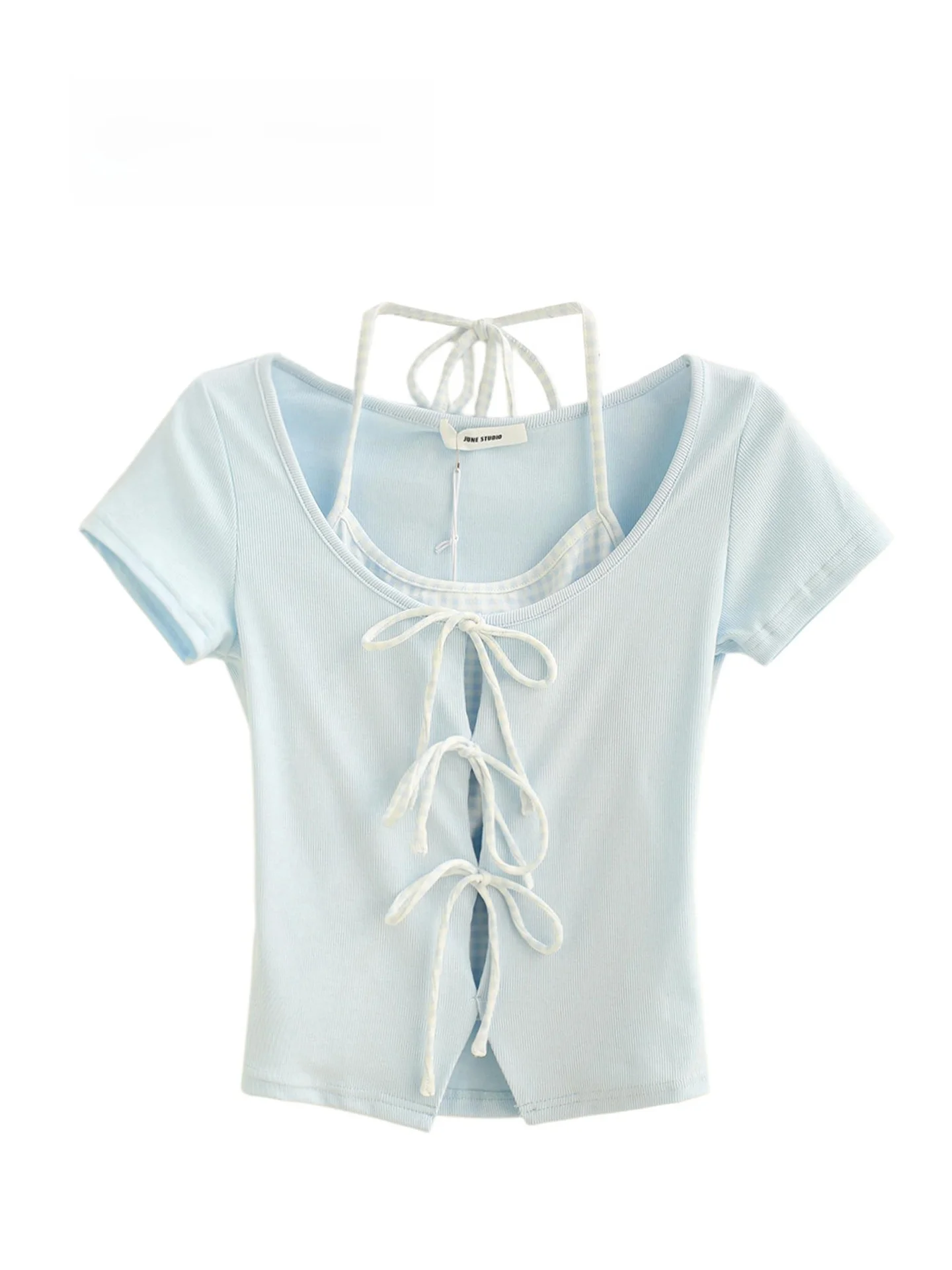 Summer New Pure Desire Sweet Spicy Short Sleeve T-Shirt Women's Top Knot Neck Hanging Design Korean Style Cotton Shirt
Summer New Pure Desire Sweet Spicy Short Sleeve T-Shirt Women's Top Knot Neck Hanging Design Korean Style Cotton Shirt