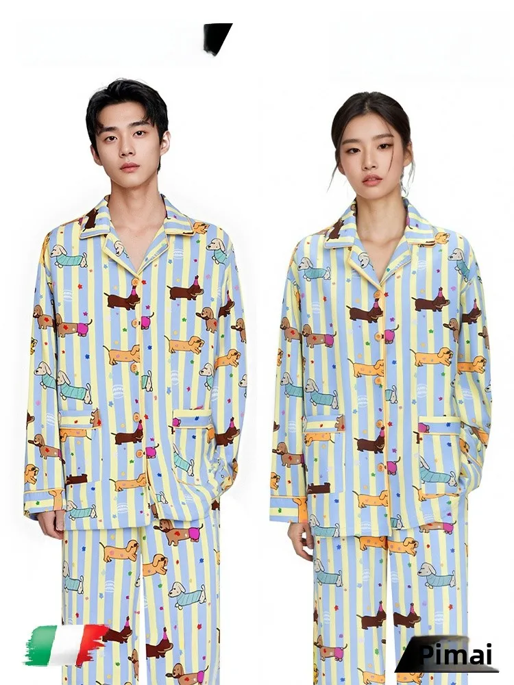 PinkBread Striped Sausage Dog Couples Long Sleeve Cotton Pajamas Cute Pure Cotton Home Clothes Spring Autumn Comfortable Slee...
PinkBread Striped Sausage Dog Couples Long Sleeve Cotton Pajamas Cute Pure Cotton Home Clothes Spring Autumn Comfortable Slee...