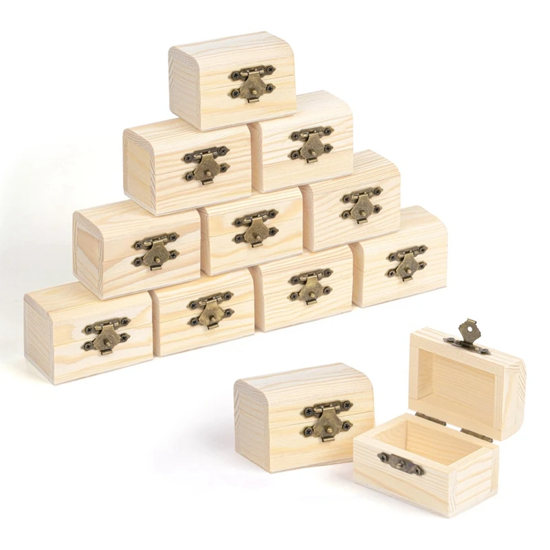 A25F-Shore Small Wooden Box With Hinged Lid (Pack Of 12) - Treasure Chest Small Made Of Untreated Pine Wood For Part&Gifts
A25F-Shore Small Wooden Box With Hinged Lid (Pack Of 12) - Treasure Chest Small Made Of Untreated Pine Wood For Part&Gifts