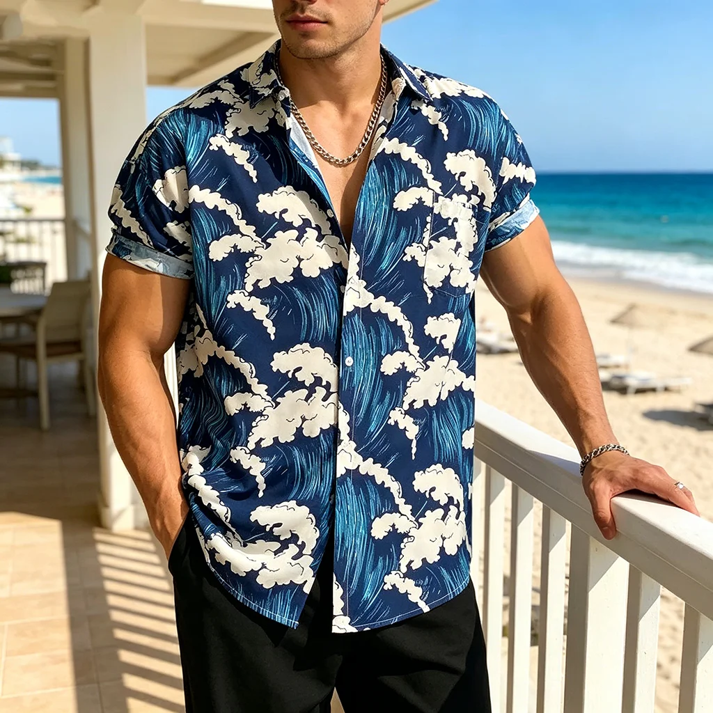 Women's Wave Print Hawaiian Shirt - Summer Casual Oversized Short Sleeve Blouse Loose Fit Beach Shirt for Vacation
Women's Wave Print Hawaiian Shirt - Summer Casual Oversized Short Sleeve Blouse Loose Fit Beach Shirt for Vacation