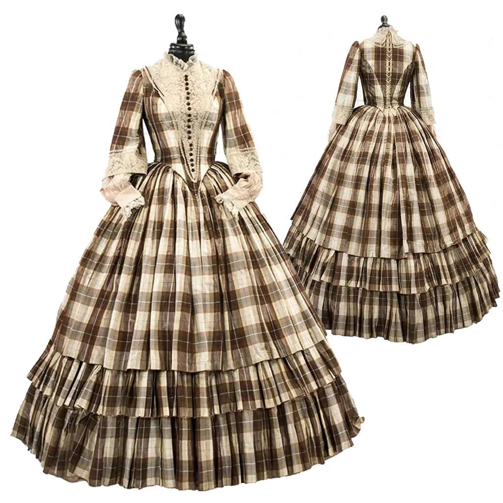 18th Century Victorian Plaid Lace Dress Scottish Highland Plaid Christmas Festival Gown Civil War Fancy Dress Costumes
18th Century Victorian Plaid Lace Dress Scottish Highland Plaid Christmas Festival Gown Civil War Fancy Dress Costumes