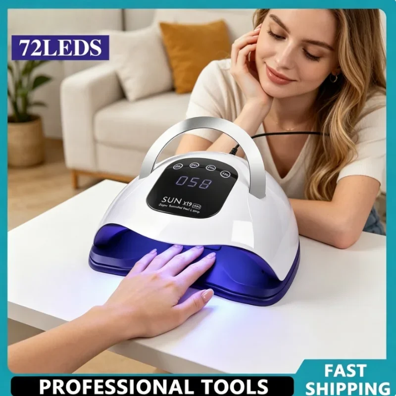 High Power 72LED UV Nail Art Lamp Fast Curing Gel Nail Polish Drying Lamp Professional Nail Dryer with Sensor Nail Salon Tools
High Power 72LED UV Nail Art Lamp Fast Curing Gel Nail Polish Drying Lamp Professional Nail Dryer with Sensor Nail Salon Tools