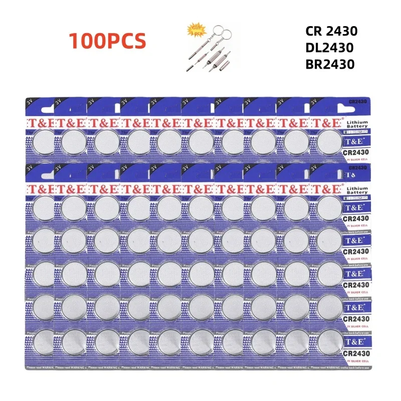 100PCS CR2430 Battery CR 2430 DL2430 BR2430 3V Lithium Battery For Watch Car Key Remote Button Coin Cells
100PCS CR2430 Battery CR 2430 DL2430 BR2430 3V Lithium Battery For Watch Car Key Remote Button Coin Cells