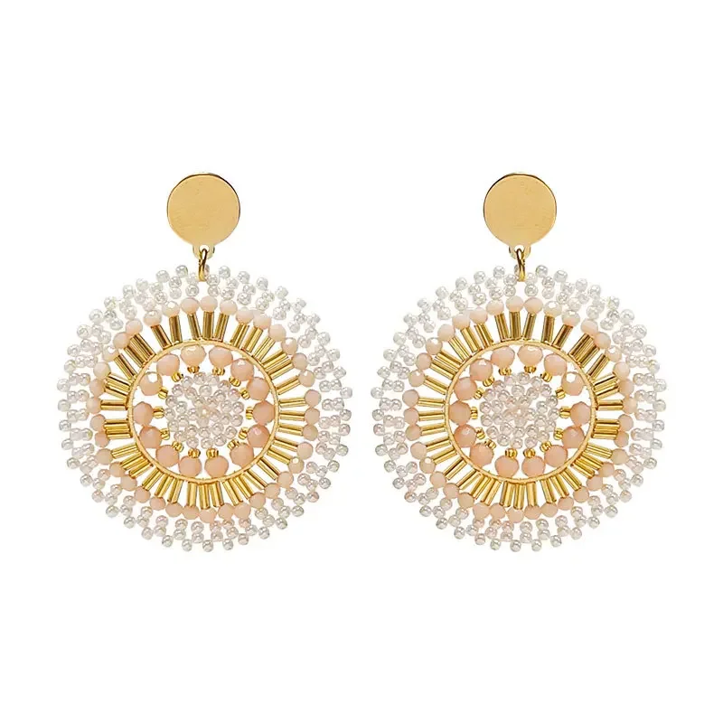 Rice bead earrings Roundness Hollow out Sunflower Crystal Female Hand knitting Alloy Bohemia Fashion Simple Beaded earrings
Rice bead earrings Roundness Hollow out Sunflower Crystal Female Hand knitting Alloy Bohemia Fashion Simple Beaded earrings